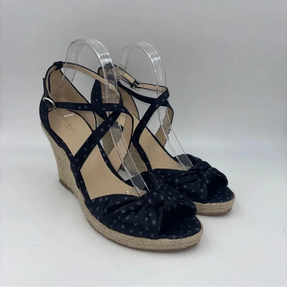 New! LK Bennett polka dot espadrille platform sandals